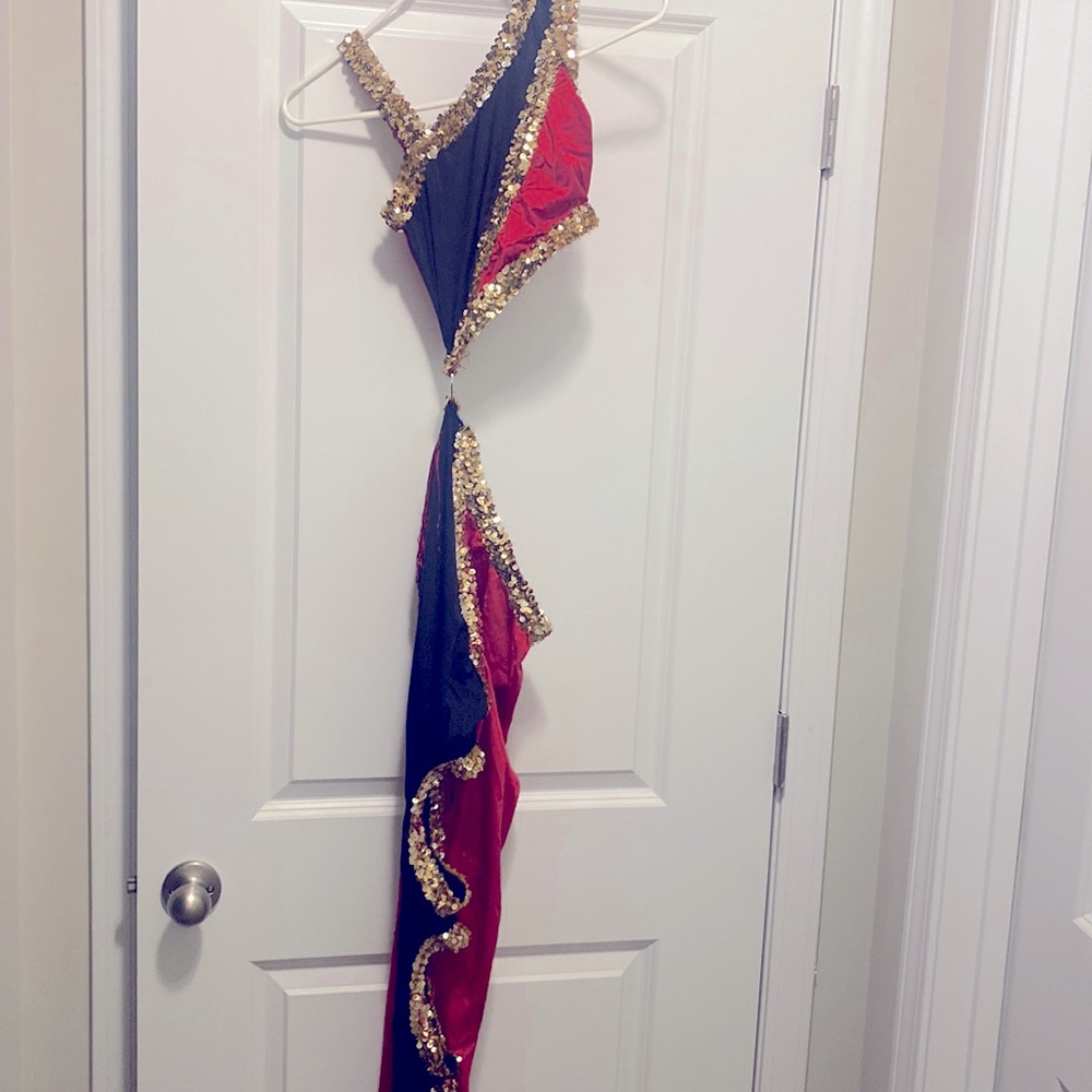 Red and black majorette uni